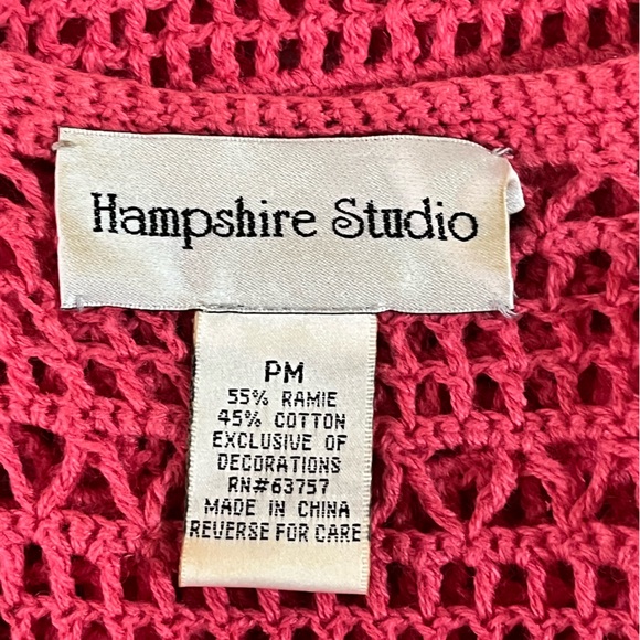 Hampton Studio Crochet Cardigan - coral pink size Medium Petite - Picture 6 of 6